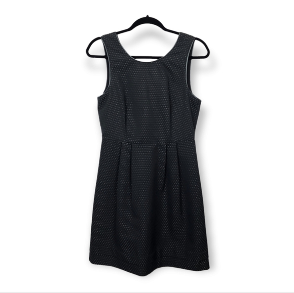 Madewell Dresses & Skirts - Madewell faux leather trim gold micro polka dot fit and flare dress size 6